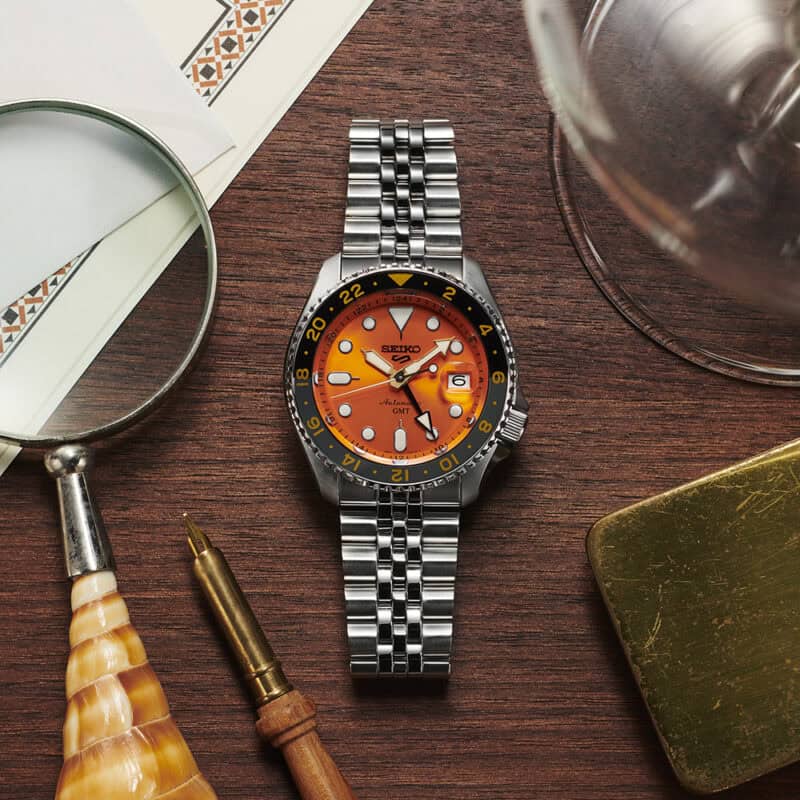 thearwatches-reloj-seiko-SSK005K1_1 Reloj SEIKO 5 Sport GMT Naranja SSK005K1