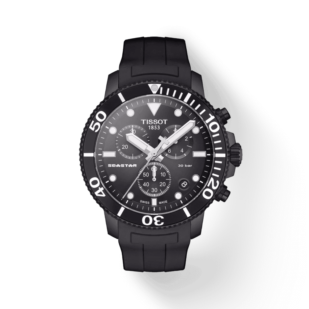 Reloj Tissot Tissot Seastar 1000 Chronograph 45.5mm Negro/Goma T120.417.37.051.02