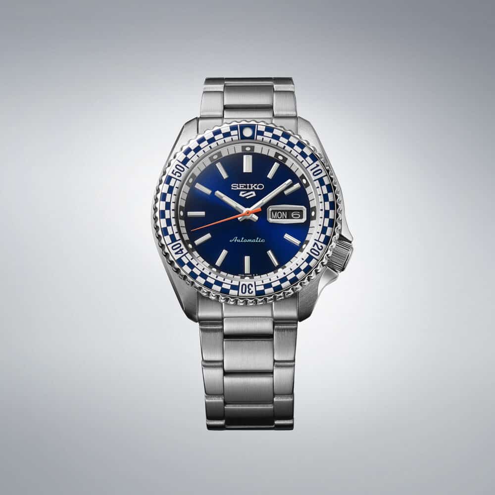 thearwatches-reloj-seiko-SRPK65K1_1 Reloj SEIKO 5 Sport Petrol Blue "Checker Flag" Edición Especial SRPK65K1