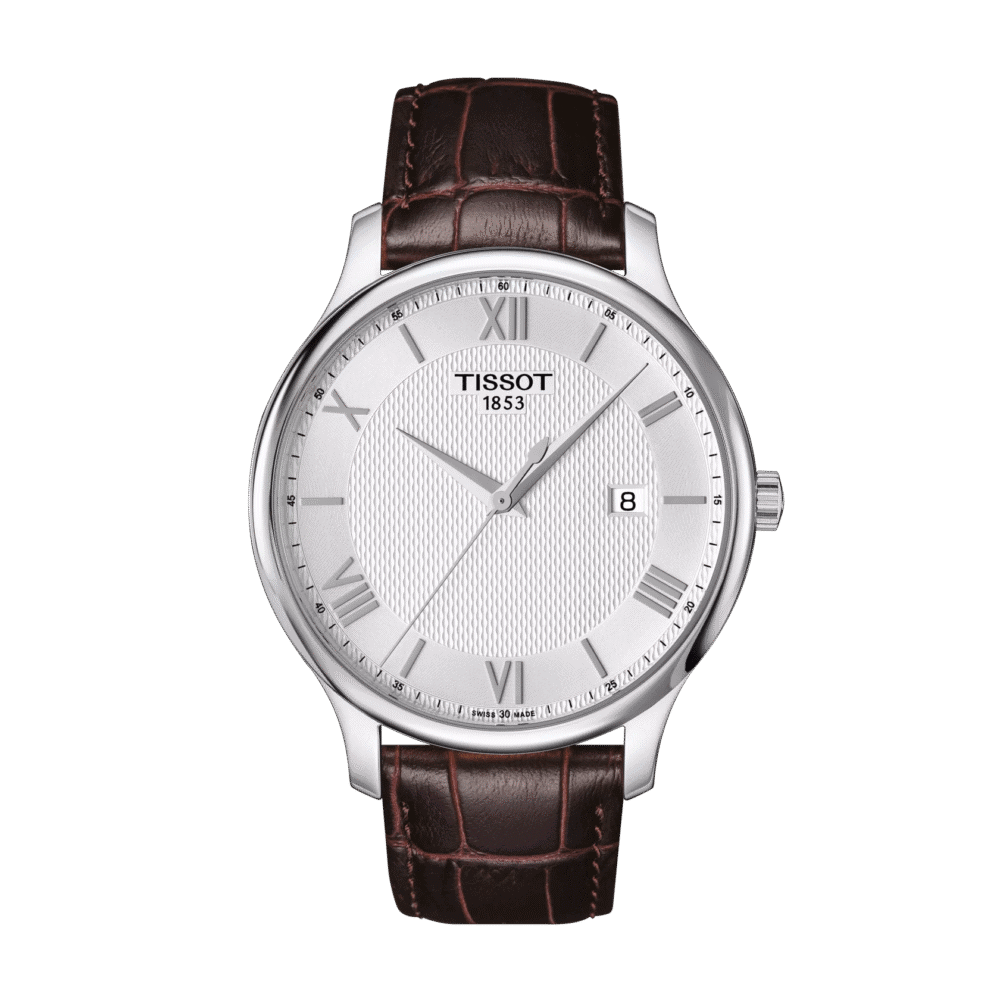 Reloj Tissot Tradition 42mm Plata/Cuero Marrón T063.610.16.038.00