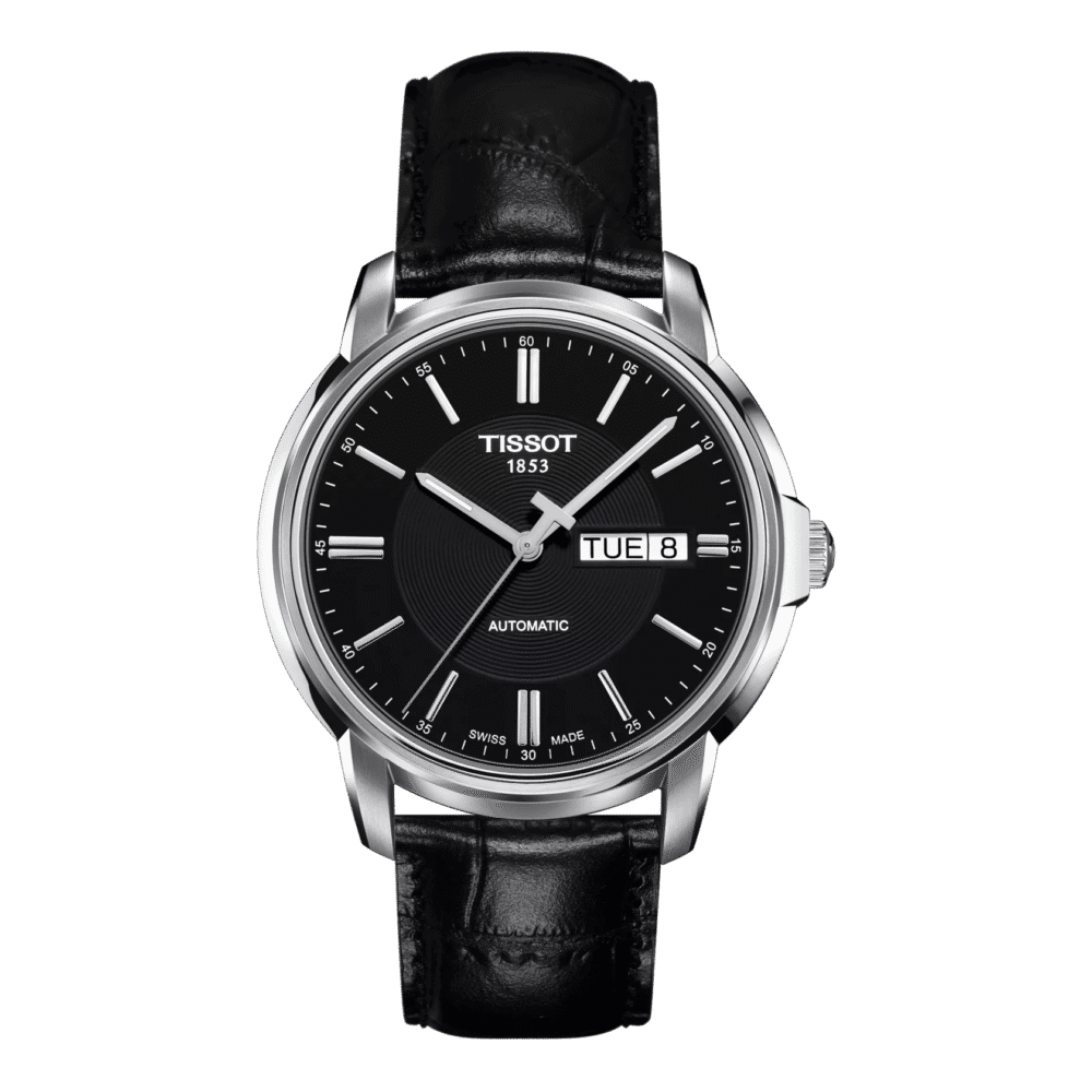 Reloj Tissot Automatics III 39mm Negro/Cuero Negro T065.430.16.051.00