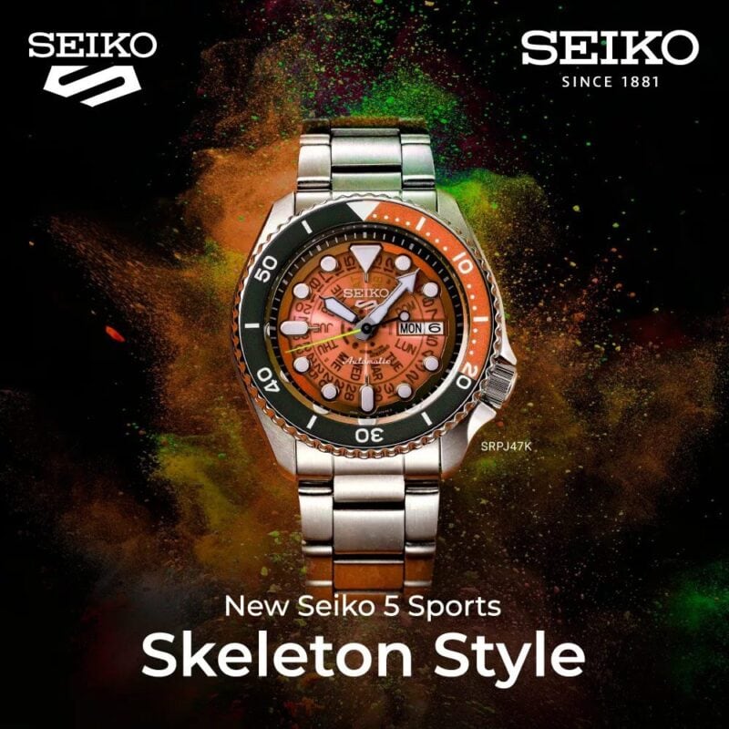 thearwatches-reloj-seiko-SRPJ47k1_2 Reloj SEIKO 5 Sport "Time Sonar" Skeleton Brown SRPJ47K1