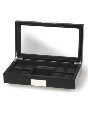 rs-2353-8bl_open Watch Box en Madera para 8 Relojes y Accesorios Negro RS-2353-8BL Rothenschild