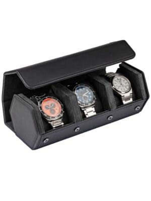 rs-3176-3-bl-gy_45 Estuche de Viaje (Watch Roll) para 3 Relojes Negro-Gris RS-3176-3-BL-GY Rothenschild