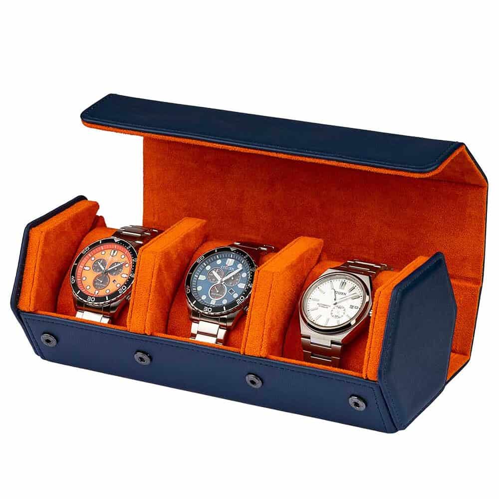 rs-3176-3-blu-org_45 Estuche de Viaje (Watch Roll) para 3 Relojes Azul-Naranja RS-3176-3-BLU-ORG Rothenschild