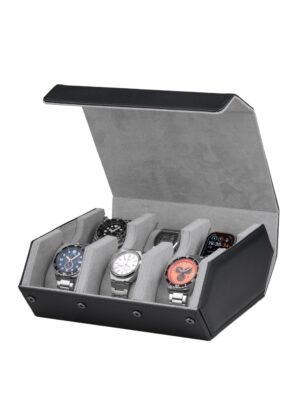 rs-3178-6-bl-gy_45open Estuche para 6 Relojes Negro-Gris RS-3178-6-BL-GY Rothenschild