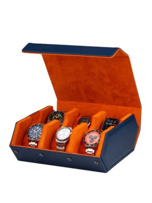 rs-3178-6-blu-org_45open Estuche para 6 Relojes Azul-Naranja RS-3178-6-BLU-ORG Rothenschild