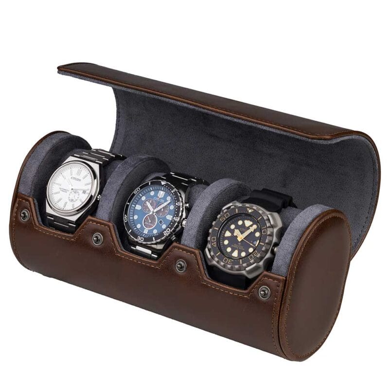Estuche de Viaje (Watch Roll) para 3 Relojes Marrón-Gris RS-3621-3BL Rothenschild