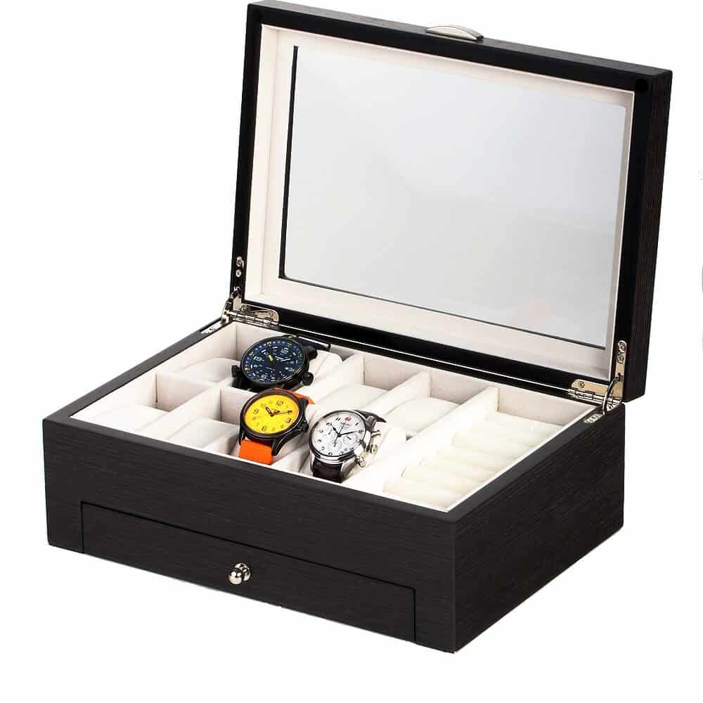 sw-2271-ginko_open Estuche para 8 Relojes y Joyas RS-2271-GI Rothenschild
