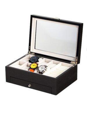 sw-2271-ginko_open Estuche para 8 Relojes y Joyas RS-2271-GI Rothenschild