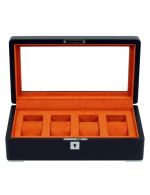 sw-3420-4_bl-or_8_ Watch Box para 4 Relojes Negro y Terciopelo Naranja RS-3420-4-BL-ORA Rothenschild