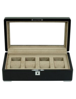 sw-3420-4_bl-tan_11_ Watch Box para 4 Relojes Negro y Terciopelo Beige RS-3420-4-BL-TAN Rothenschild