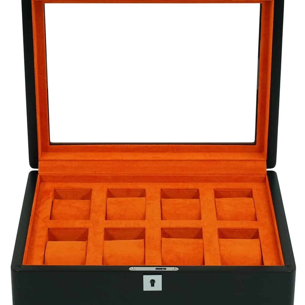 sw-3420-8-bl-org-_10_ Watch Box para 8 Relojes Negro y Terciopelo Naranja RS-3420-8-BL-ORA Rothenschild