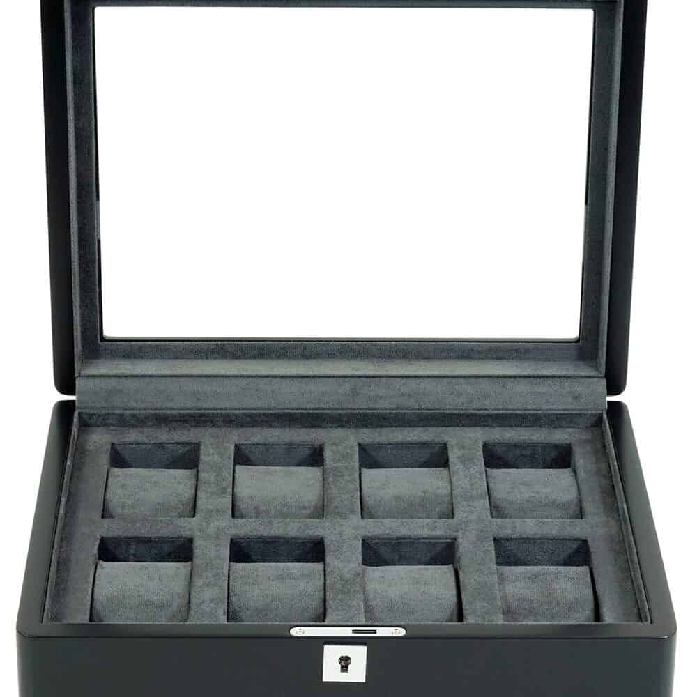 sw-3420-8_bl-charcoal_5_ Watch Box para 8 Relojes Negro y Terciopelo Gris RS-3420-8-BL-CHA Rothenschild