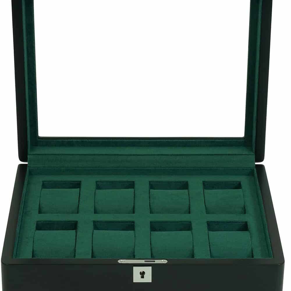 sw-3420-8_bl-grn_11_ Watch Box para 8 Relojes Negro y Terciopelo Verde RS-3420-8-BL-GRE Rothenschild