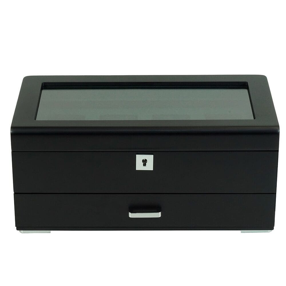 sw-3421-4-bl-grn-_8_ Watch Box para 4 Relojes Negro con Cajón y Terciopelo Verde RS-3421-4-BL-GRE Rothenschild