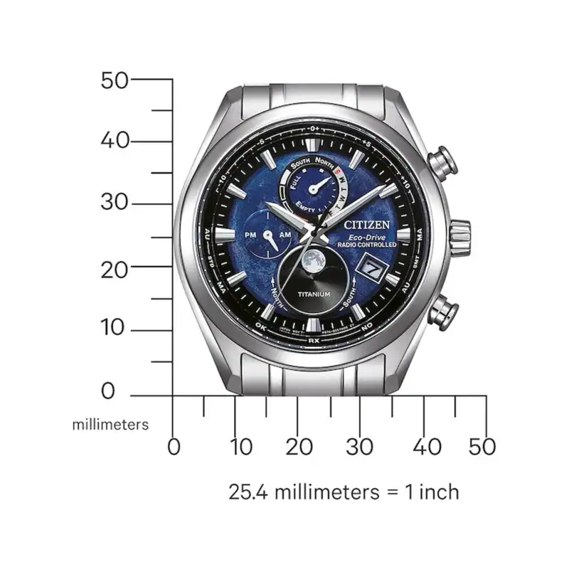 Reloj Citizen BY1010-81L Eco-Drive Moon Phase Titanium Radio Contr. Mens Watch