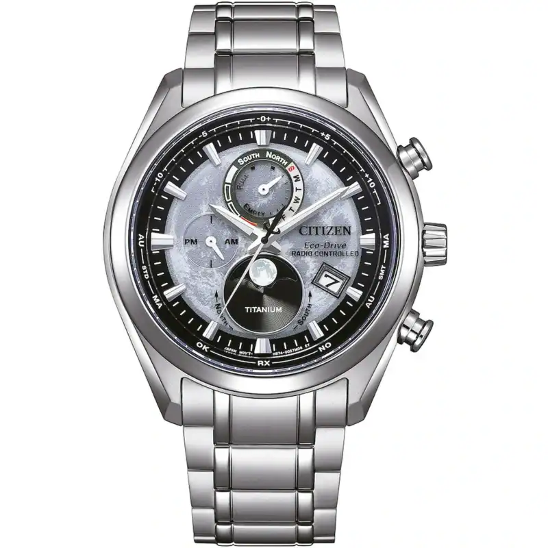 Reloj Citizen BY1010-81H Eco-Drive Moon Phase Titanium Radio Contr. Mens Watch