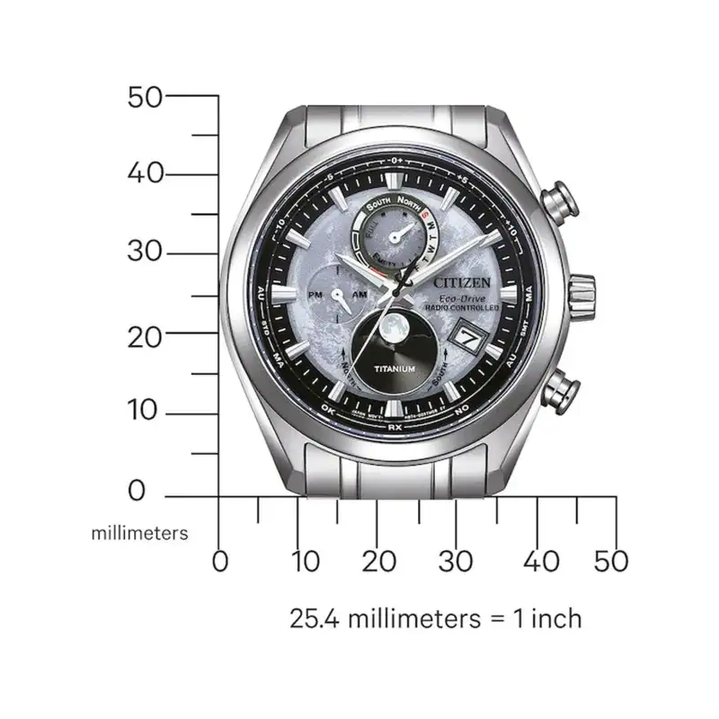 Reloj Citizen BY1010-81H Eco-Drive Moon Phase Titanium Radio Contr. Mens Watch