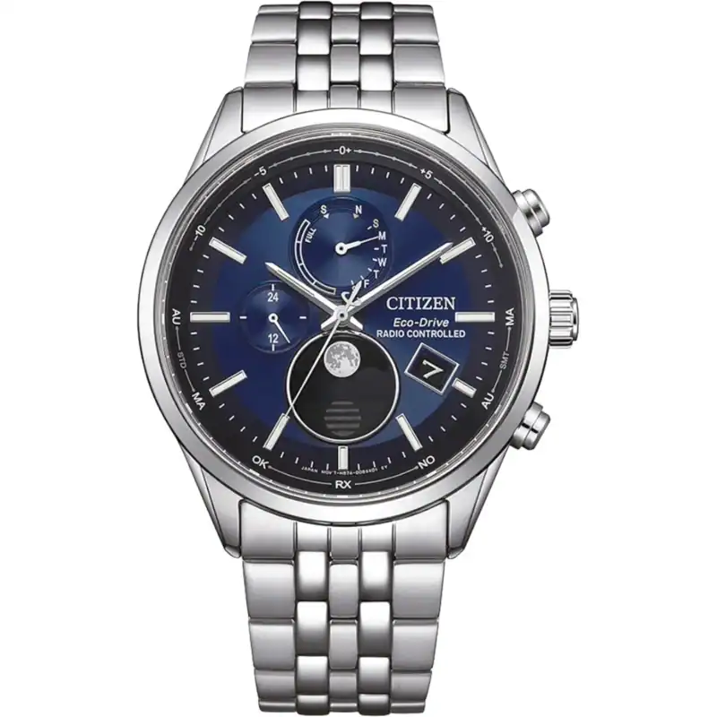Reloj Citizen BY1030-50L Mens Watch Eco-Drive 4-Zonen radio-controlled watch Moon Phase 42mm 10ATM