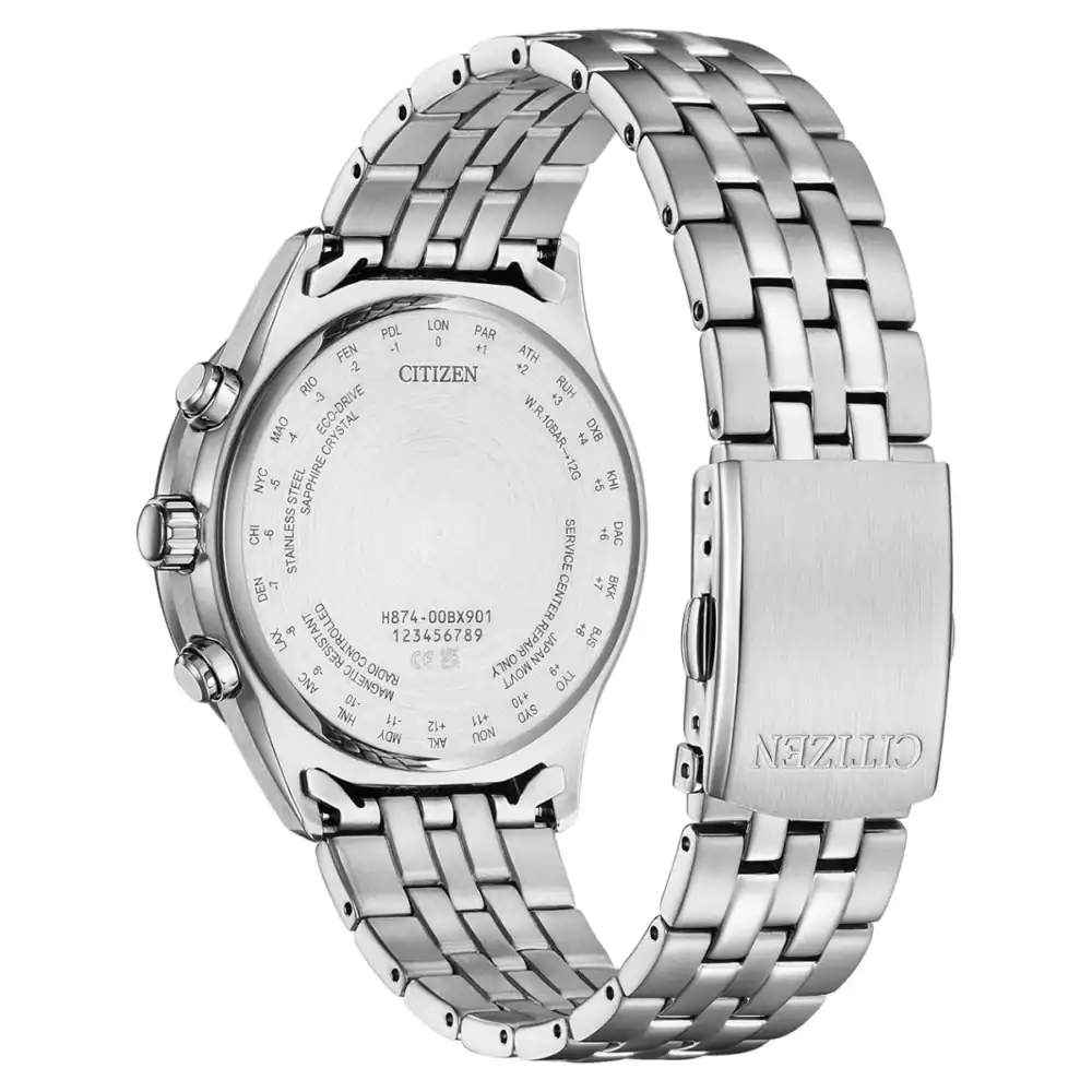Reloj Citizen BY1030-50L Mens Watch Eco-Drive 4-Zonen radio-controlled watch Moon Phase 42mm 10ATM