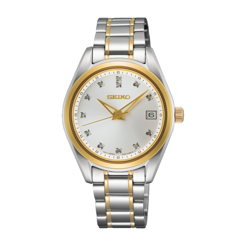 Reloj Seiko Quartz Bicolor Diamonds White SUR582P1